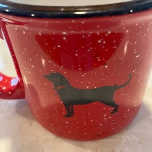 The Black Dog Red Speckled Mug with Dog Silhouette